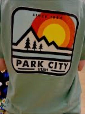 Park City Utah tech styles Graphic long sleeve - Sage Green! Quality! L